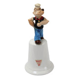3 - Popeye Porcelain Items - Dinner Bell, Hinged Spinach Container & Rotating Music Box