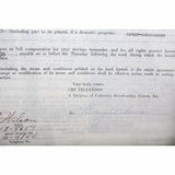 1952 Don Wilson (Announcer to Jack Benny) CBS Television Lucky Strike Announcer Employment Agreement