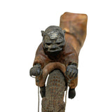 Hand Carved Early 1900's Pipe Featuring Black Man Riding An Alligator