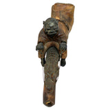 Hand Carved Early 1900's Pipe Featuring Black Man Riding An Alligator