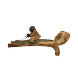 Hand Carved Early 1900's Pipe Featuring Black Man Riding An Alligator