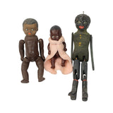 3 - Vintage Jointed Black Dolls - Man, Boy & Baby