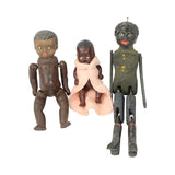 3 - Vintage Jointed Black Dolls - Man, Boy & Baby