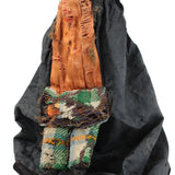 Antique Black African Man Hand Puppet- Carved Wood Head With Original Clothing