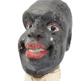 Antique Black African Man Hand Puppet- Carved Wood Head With Original Clothing
