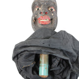 Antique Black African Man Hand Puppet- Carved Wood Head With Original Clothing