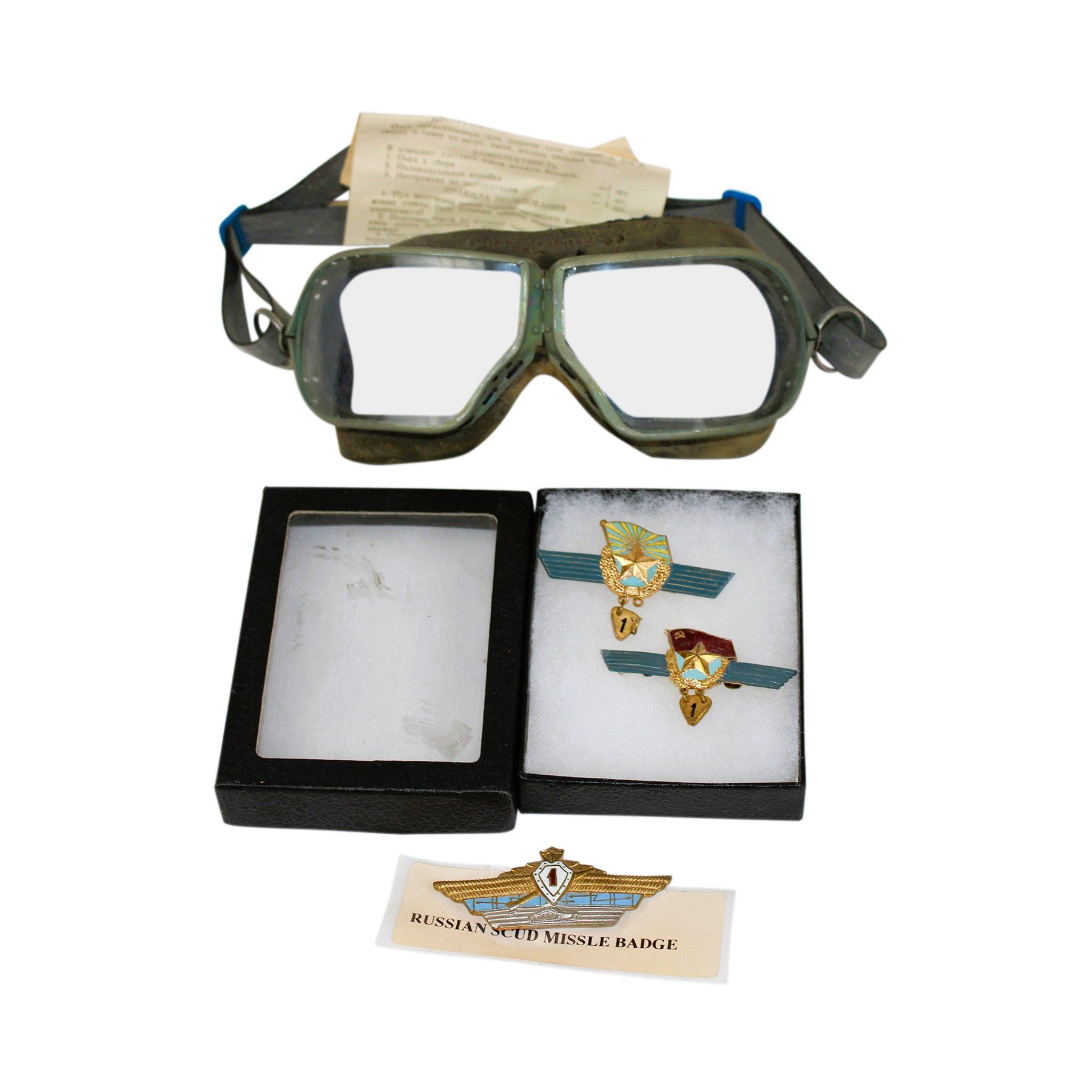 1950’s Soviet Pilot Goggles and Military Badges