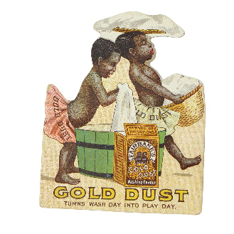 Vintage Gold Dust soap packaging with children and a castle illustration on a white background