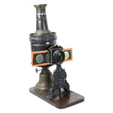 German Antique Brass "Magic Lantern" Kerosine Slide Projector with Over Twenty Colored Slides