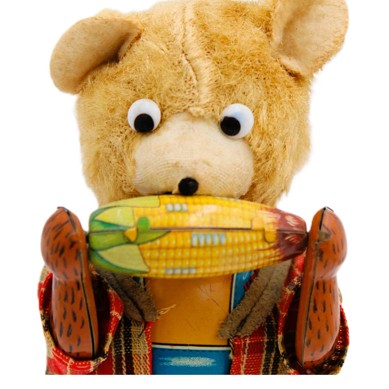 Vintage 1950's Alps Wind-Up Tin Litho Corn Eating Bear Vintage 1950's Alps Wind-Up Tin Litho Corn Eating Bear