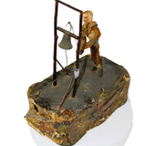 Late 1800’s to Early 1900’s German Man Ringing Bell Wind-Up Automator with Paper Mache Base