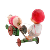 Vintage 1930’s Mechanical Wind-Up Celluloid Boy Chasing Pig