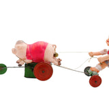 Vintage 1930’s Mechanical Wind-Up Celluloid Boy Chasing Pig