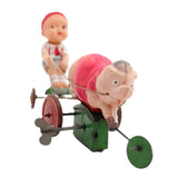 Vintage 1930’s Mechanical Wind-Up Celluloid Boy Chasing Pig