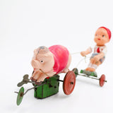 Vintage 1930’s Mechanical Wind-Up Celluloid Boy Chasing Pig