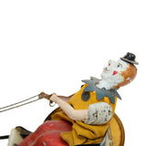 Antique Lehmann Wind-Up Tin Litho Clown On Donkey Cart