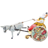 Antique Lehmann Wind-Up Tin Litho Clown On Donkey Cart