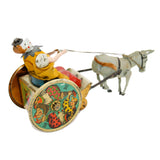 Antique Lehmann Wind-Up Tin Litho Clown On Donkey Cart