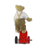 Teddy Bear Riding Tin Wind-Up Red Scooter