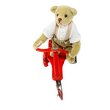 Teddy Bear Riding Tin Wind-Up Red Scooter