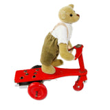 Teddy Bear Riding Tin Wind-Up Red Scooter