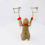 1940’s Vintage Japanese Wind-Up Cloth Covered Tin Acrobatic Circus Monkey with Two Chairs