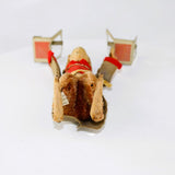 1940’s Vintage Japanese Wind-Up Cloth Covered Tin Acrobatic Circus Monkey with Two Chairs