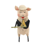 Rare Schuco Wind-Up Covered Tinplate Flute Playing Pig