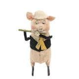 Rare Schuco Wind-Up Covered Tinplate Flute Playing Pig