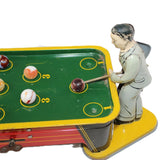 1940’s Ranger Steel Tin Litho Wind-Up Mechanical Billiard Table with Two Players