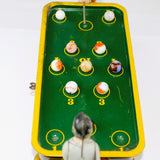 1940’s Ranger Steel Tin Litho Wind-Up Mechanical Billiard Table with Two Players