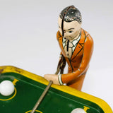 1940’s Ranger Steel Tin Litho Wind-Up Mechanical Billiard Table with Two Players