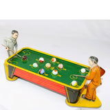 1940’s Ranger Steel Tin Litho Wind-Up Mechanical Billiard Table with Two Players