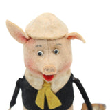 Rare 1937 Schuco Covered Tinplate Wind-Up Traveling Suitcase Pig