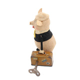 Rare 1937 Schuco Covered Tinplate Wind-Up Traveling Suitcase Pig