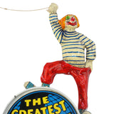 The Greatest Show on Earth Drum with Clown Standing on Drum Anchored by Balloon