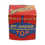 Rare Orianna Metal Products 4" Diameter Tin Litho Mechanical Hy-Speed Top with Box