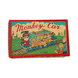 Vintage Tin Litho Wind-Up Monkey Train Car with Box
