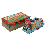 Vintage Tin Litho Wind-Up Monkey Train Car with Box