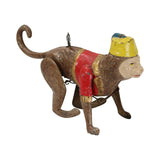 Extremely Rare Antique German Hand Painted Tin Litho Wind-Up Monkey with Fez