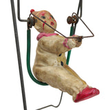 Antique Mechanical Swing with Celluloid Clown on Trapeze
