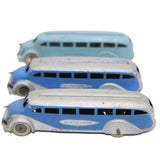 Three 1930’s & 1940’s Tootsietoy Toy Metal Greyhound Buses