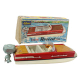Vintage Schuco Elecktro Record 5555 Battery Operated Boat With Detachable Motor & Box