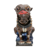 Original 1890’s J. & E. Stevens Cast Iron Mechanical Bank- Bulldog (Blue Blanket)