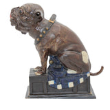 Original 1890’s J. & E. Stevens Cast Iron Mechanical Bank- Bulldog (Blue Blanket)