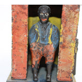1885 J. & E. Stevens Mechanical Bank- Black Man In Yellow Cabin