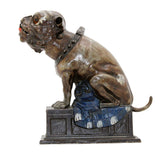 Original 1890’s J. & E. Stevens Cast Iron Mechanical Bank - Bulldog (Blue Blanket)