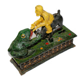 Hubley 1906 Cast Iron Man, Frog And Goat Mechanical Bank