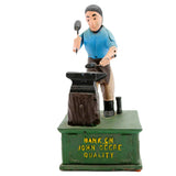 John Deere Cast Iron Mechanical Bank- Blacksmith With Anvil