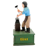 John Deere Cast Iron Mechanical Bank- Blacksmith With Anvil